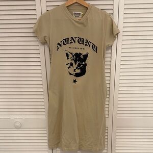 nununu Tan Cat Print Dog Dress